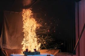 Demonstriert wurde, wie ein in Brand geratener Adventskranz einen geschmückten Raum in Vollbrand setzt. Foto: Michael Gstettenbauer