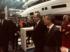 Oberbürgermeister Thomas Geisel (rechts) mit Seiner Durchlaucht, Fürst Albert II. von Monaco, bei der Blue Motion Night. (c) Landeshauptstadt Düsseldorf