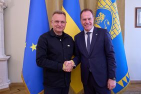 Bürgermeister Andriy Sadovyy empfing OB Keller im Rathaus von Lwiw © Landeshauptstadt Düsseldorf