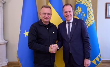 Bürgermeister Andriy Sadovyy empfing OB Keller im Rathaus von Lwiw © Landeshauptstadt Düsseldorf