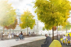 Die Animation zeigt wie die Schadowstraße zukünftig aussehen wird. Grafik: FSWLA Landschaftsarchitekten 