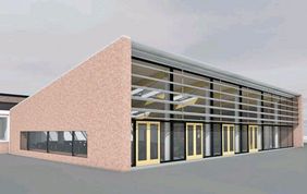Außenansicht der geplanten Mensa an der Gesamtschule Stettiner Straße