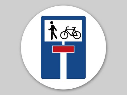 Im Verkehrszeichens kann die Durchlässigkeit der Sackgasse für Radfahrer angezeigt sein