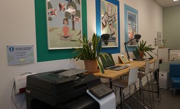 Unser Eingangsbereich, hier kannst du arbeiten und drucken, © Maike Möntmann 