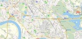 Düsseldorf Maps bildet viele Themen ab, wie hier Parkanlagen, E-Bike-Ladestationen und "Sport im Park"-Angebote.