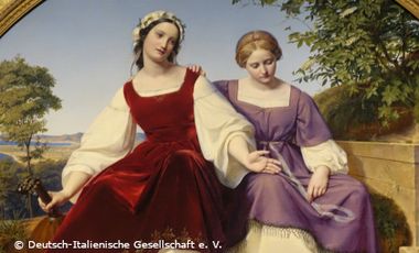 Altes Gemälde mit zwei Frauen