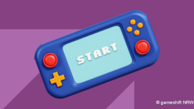 Grafik eines Gamecontrolers vor einem lila Hintergrund