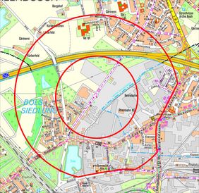 Lageplan mit Gefahrenzonen