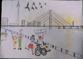 Ein Bild, das für den Malwettbewerb zum Thema "Friedliche Städte" des internationalen Friedensnetzwerks "Mayors for Peace" eingereicht wurde. Foto: Michael Gstettenbauer