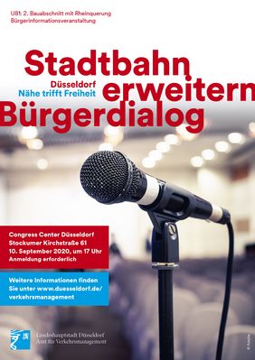 Mit diesem Plakat wirbt die Stadt für das Informationsgespräch zum 2. Bauabschnitt der Stadtbahnlinie U 81 im September. Plakat: Amt für Verkehrsmanagement