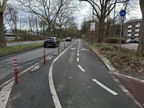 Radleitroute 1: Der Umbau der Moselstraße zur Fahrradstraße ist weit fortgeschritten. Die Aufpflasterung im nördlichen Abschnitt wurde bereits umgesetzt. Foto: Amt für Verkehrsmanagement