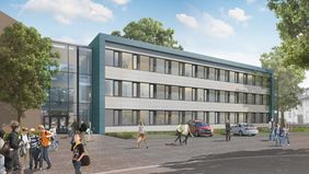 Animation Erweiterungsbau Maria-Montessori-Gesamtschule an der Rosmarinstraße. Animation: Meyer Architekten