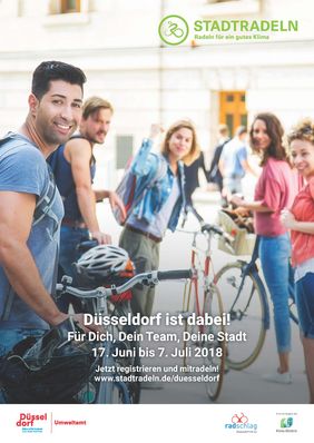 Faltblatt-Titel und Plakat STADTRADELN 2018, Foto: Klima-Bündnis