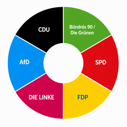 Ein Ringdiagramm, das die gleichmäßige Zusammensetzung der Kleinen Kommission Radverkehr zeigt.
