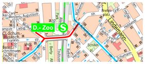 Die Grafik zeigt die neue Radverkehrsführung an Franklinbrücke/Rethelstraße. Grafik: Amt für Verkehrsmanagement