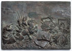 Im Stadtmuseum ist aktuell die Sonderausstellung "Bert Gerresheim. Geschichten" zu sehen. Auf dem Bild das Stadterhebungsmonument (Relief), 1988, des Künstlers; Foto: Stefan Arendt