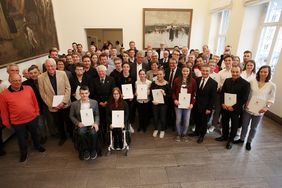 OB Thomas Geisel ehrte im Jan-Wellem-Saal erfolgreiche Sportler und Personen, die sich in besonderer Weise um den Düsseldorfer Sport verdient gemacht haben. Foto: David Young