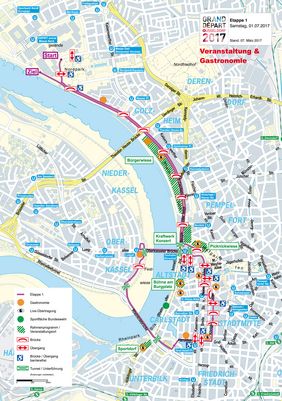 Veranstaltungs- und Gastronomieflächen für die 1. Etappe am Samstag, 1. Juli 2017