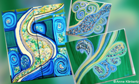 Foto von einer Collage mit mehreren Bildern mit Acrylfarben