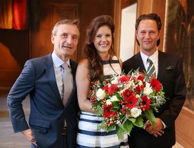 Prinzenpaar Christian Erdmann und Alina Kappmeier mit OB Thomas Geisel; Foto: Young