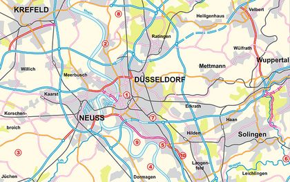 Stadtplanausschnitt mit den Stationen der SchlösserTour