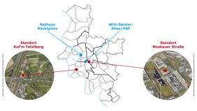 Übersicht Standorte für das neue Technische Rathaus.