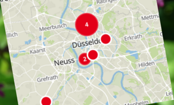 Karte, auf der die Bewerbungen für den Zukunftspreis dargestellt sind.