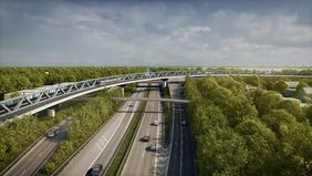 Die neue Stadtbahn U 81 wird den Nordstern mittels einer Brücke überqueren. Grafik: Reinhart Partner - Architekten und Stadtplaner