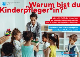 Motiv der neuen Werbekampagne für den Kinderpflegeberuf, © Landeshauptstadt Düsseldorf