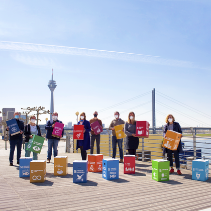 Vertreterinnen und Vertreter der vorbereitenden Organisationen für das Bündnis für Nachhaltigkeit Düsseldorf (Foto: Carina Spieß)