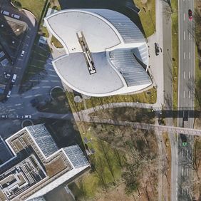 Beispiel Sky Office Düsseldorf - Orthophoto. Foto: Vermessungs- und Katasteramt