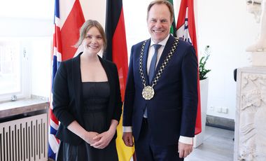 Oberbürgermeister Dr. Stephan Keller empfing am Mittwoch, 27. Mai 2026, die britische Generalkonsulin, Roseanna Watson, im Düsseldorfer Rathaus, Foto: David Young