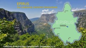 Landschaftsfoto und Umrisskarte von Eprios