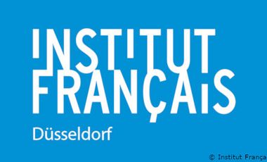 Logo des Institut Français (Weiße Schrift auf blauem Grund)