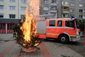 In der Weihnachtszeit kommt es immer wieder zu Bränden von Adventsgestecken oder Weihnachtsbäumen. Die Feuerwehr Düsseldorf zeigte wie schnell sich der Brand eines Tannenbaumes entwickeln und ausbreiten kann. Fotos: Gstettenbauer