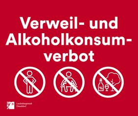 Auf das Verweil- und Alkoholkonsumverbot im öffentlichen Raum soll durch Schilder, insbesondere eingangs des Gebietes hingewiesen werden. Diese sollen so schnell wie möglich produziert und montiert werden. Grafik: Amt für Kommunikation