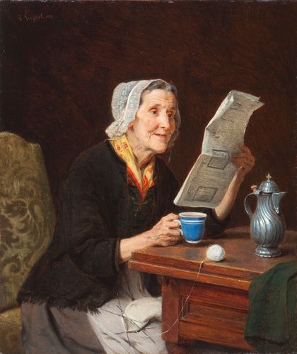 Die Zeitungslektüre oder Frau mit Kaffeekanne, 1883, Öl auf Leinwand (Dr. Axe-Stiftung, Bonn, Inv.: 179. Foto: B. Frommann-Czernik)