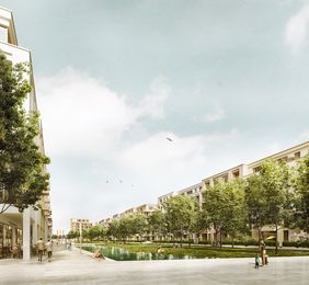 Benrather Gärten, Wohnbebauung. Animation: Schellenberg + Bäumler Architekten GmbH mit Lindenkreuz Eggert GbR