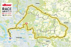 Strecke des Jedermann-Rennens am 18.9.2016 mit Start und Ziel in Düsseldorf