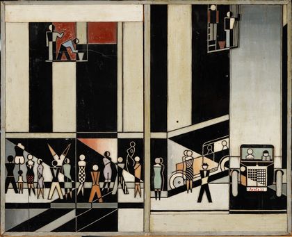 Schaufenster I und Schaufenster II, Gerd Arntz , 1925, Holzstock, farbig gefasst, B 1212, Foto: Stefan Arendt/LVR-Zentrum für Medien und Bildung 