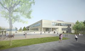 Animation der neuen Realschule Golzheim. Animation: Landeshauptstadt Düsseldorf/IPM