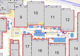Kartographische Darstellung des Freizeitparks "Düsselland" auf dem Düsseldorfer Messegelände