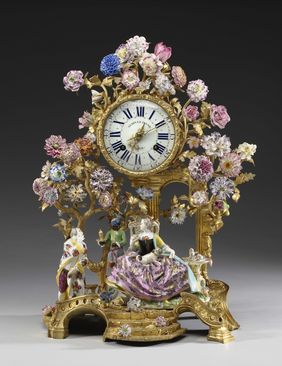 Pendule Dame u. Kavalier; Modell: Johann Joachim Kändler, um 1737; Ausformung/Staffierung: um 1742–44; Meissen; Uhr: Gudin le Jeune (gest. 1789);Privatsammlung; Foto: Christian Mitko, München