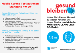 Standorte der mobilen Corona Teststationen