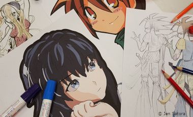 Mangafiguren und Stifte