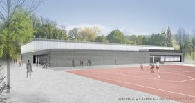 Animation der neuen Zweifeld-Sporthalle für die Gesamtschule Stettiner Straße. Landeshauptstadt Düsseldorf/IPM
