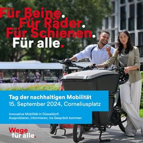 Der Tag der Mobilität am Sonntag, 15. September, 10 bis 18 Uhr wird mit der neuen Marke "Wege für alle" verknüpft. Grafik: Düsseldorf Marketing GmbH