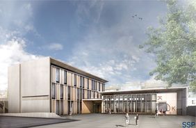 Animation des neuen Erweiterungsbaus, der an der Maria-Montessori-Gesamtschule entsteht. Animation: IPM