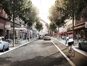 So könnte die Friedrichstraße in Zukunft aussehen. Visualisierung: Scape Landschaftsarchitekten GmbH