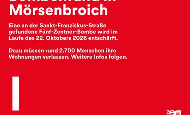 Eine bei Sondierungsarbeiten in Düsseldorf-Mörsenbroich gefundene amerikanische Fünf-Zentner-Fliegerbombe aus dem Zweiten Weltkrieg werden am Donnerstag, 22. Oktober 2026, im Laufe des Tages entschärft.
